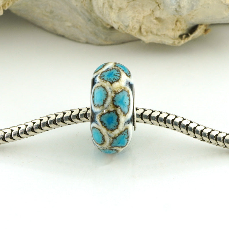 Turquoise Scales Silver Core Charm Bead