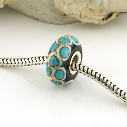 Turquoise Scales Silver Core Charm Bead