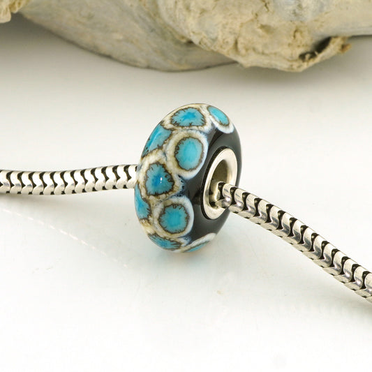 Turquoise Scales Silver Core Charm Bead