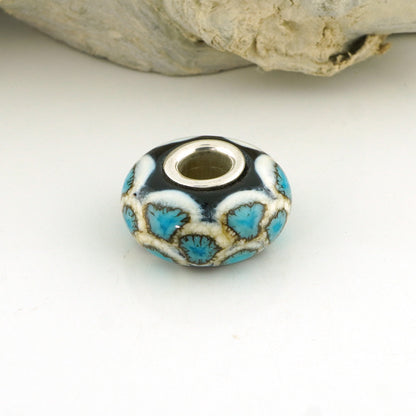 Turquoise Scales Silver Core Charm Bead