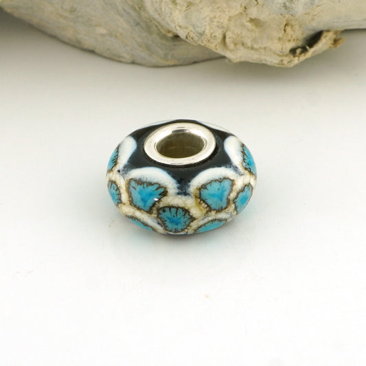 Turquoise Scales Silver Core Charm Bead