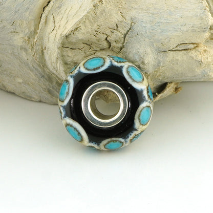 Turquoise Scales Silver Core Charm Bead