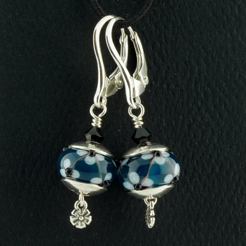 Blue Floral Lattice Earrings