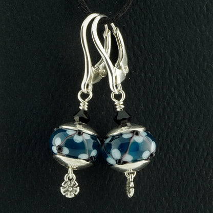 Blue Floral Lattice Earrings