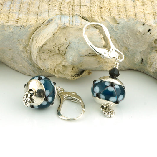 Blue Floral Lattice Earrings