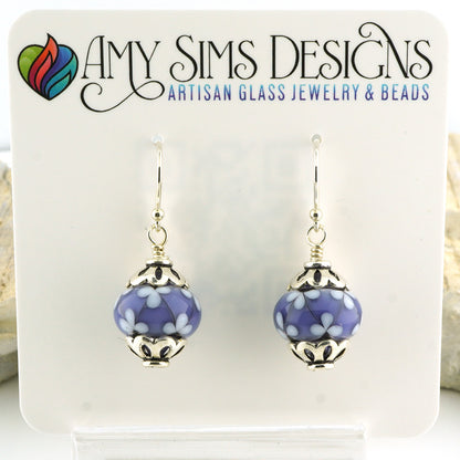Ink Violet Floral Lattice Earrings