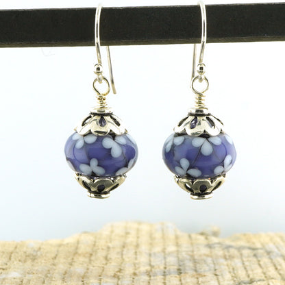 Ink Violet Floral Lattice Earrings