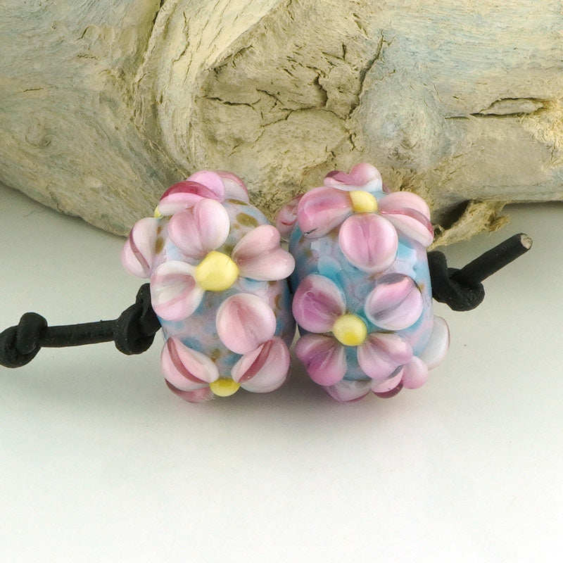 Pink Raised Flower Earring Pair (S1031)