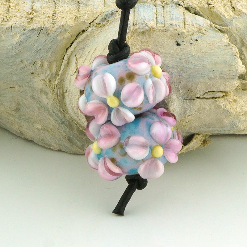 Pink Raised Flower Earring Pair (S1031)