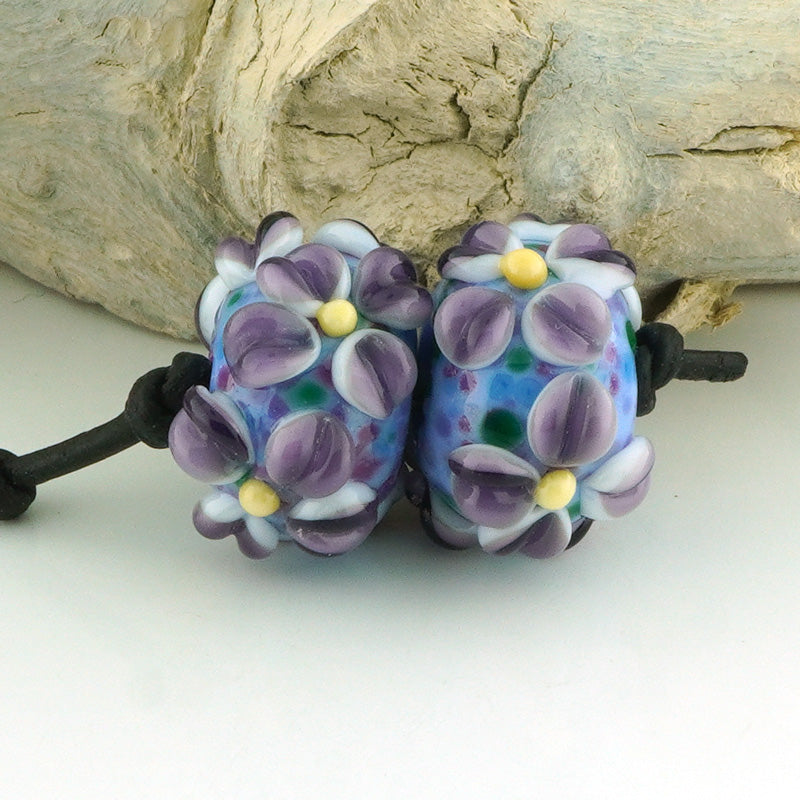 Purple Raised Flower Earring Pair (S1032)