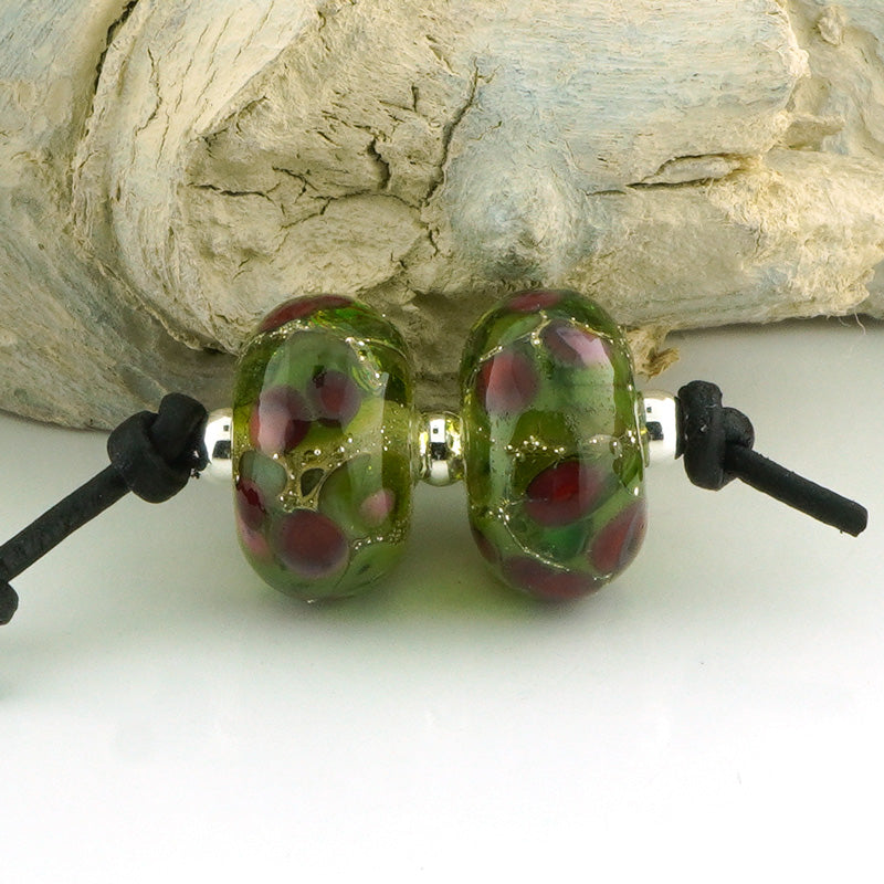 Silvered Olive Green Donut Pair (S1051)