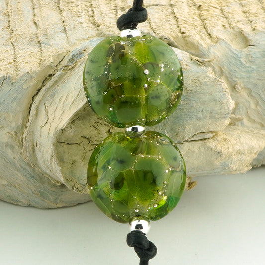 Silvered Transparent Olive Lentil Pair (S1061)