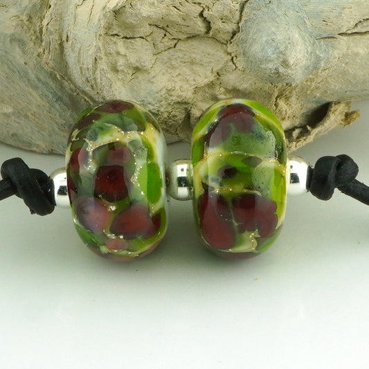 Silvered Olive Green Holiday Donut Pair (S1062)