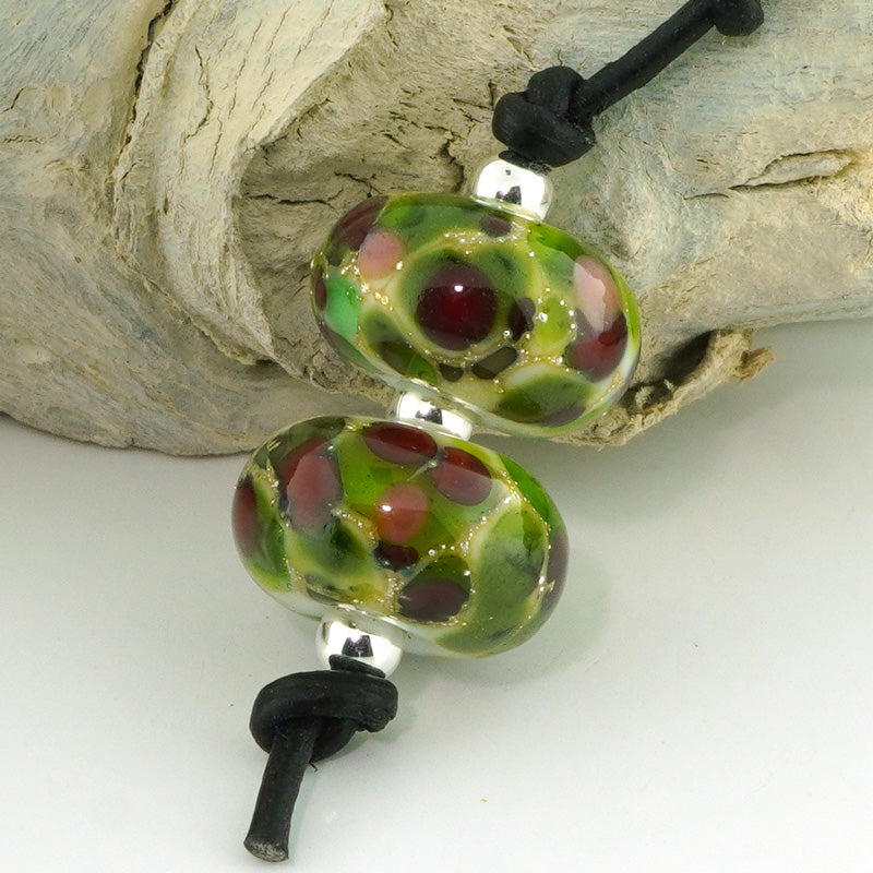 Silvered Olive Green Holiday Donut Pair (S1062)