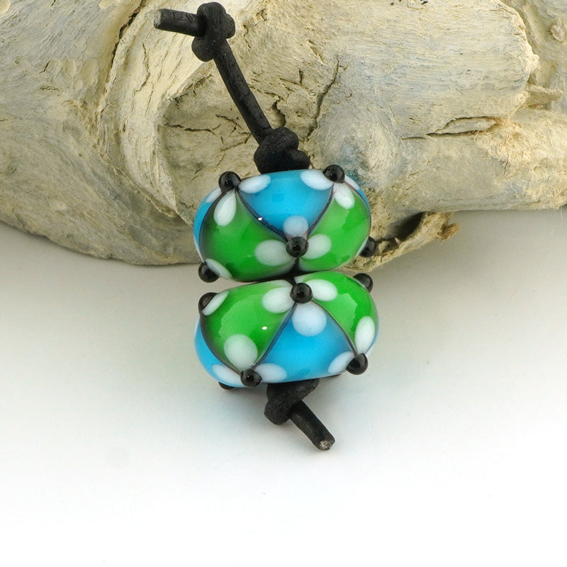 Green & Aqua Floral Lattice Earring Pair (S1067)