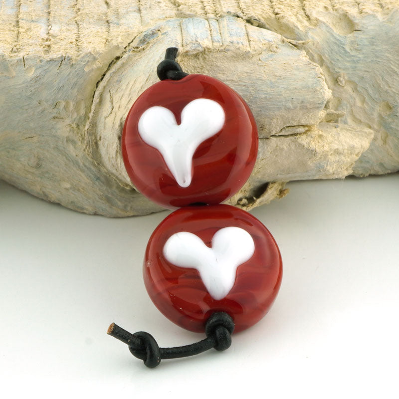 Red & White Heart Pair (S949)