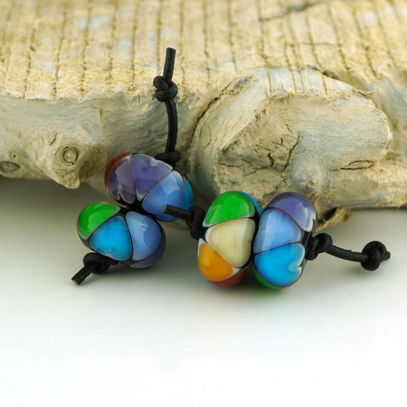Rainbow Hearts Earring Pair (S954)