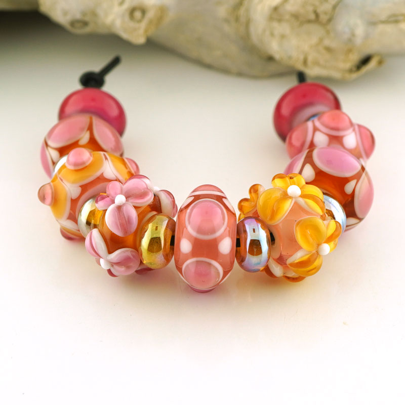 Pink Topaz Set of 17 beads (S958)