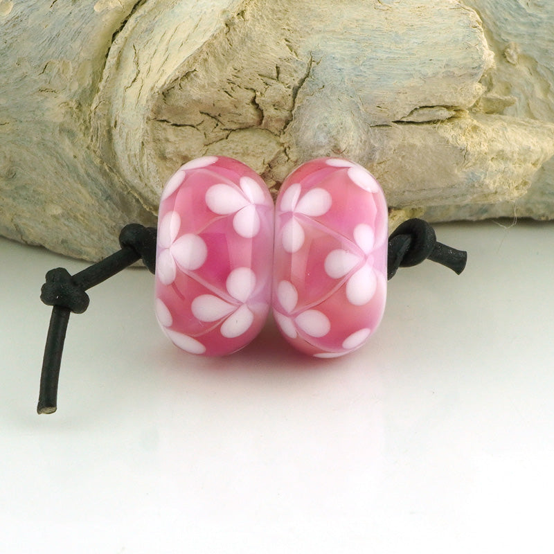 Transparent Pink Floral Lattice Earring Pair (S971)