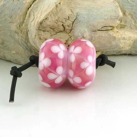 Transparent Pink Floral Lattice Earring Pair (S971)