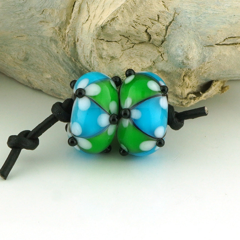 Green & Aqua Floral Lattice Earring Pair (S980)