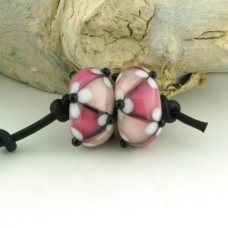 Rubino and Pale Pink Floral Lattice Earring Pair (S982)