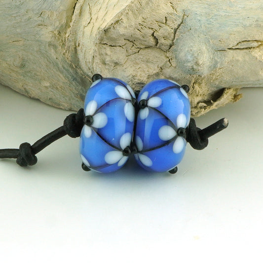 Intense Blue Floral Lattice Earring Pair (S983)