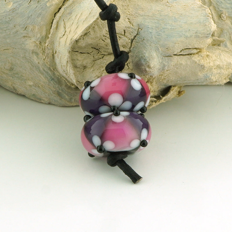 Violet and Pink Floral Lattice Earring Pair (S985)