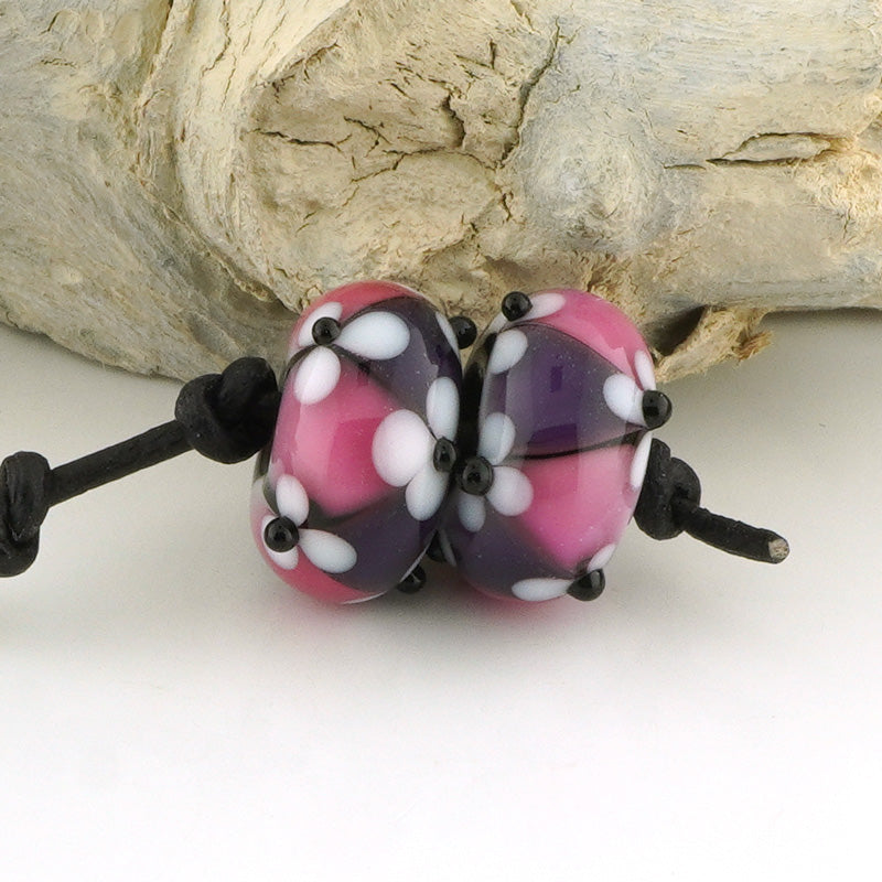 Violet and Pink Floral Lattice Earring Pair (S985)