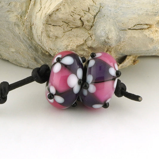 Violet and Pink Floral Lattice Earring Pair (S985)