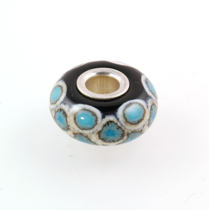 Turquoise Scales Silver Core Charm Bead