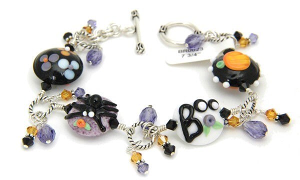 Lampwork Sterling Silver Halloween Bracelet