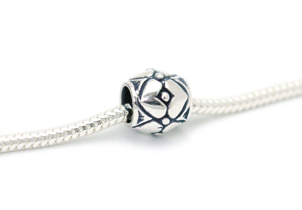 Double Heart Spacer Bead Charm Sterling Silver