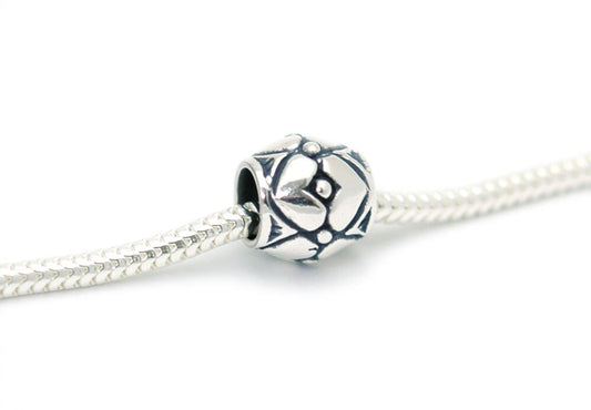 Double Heart Spacer Bead Charm Sterling Silver
