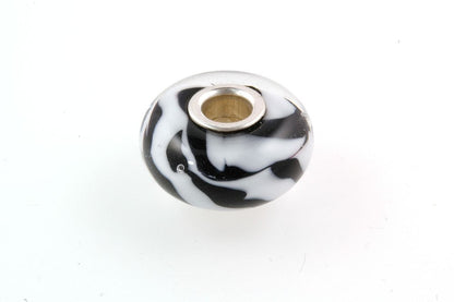 European Charm Big Hole Silver Core Lampwork Glass Bead Zebra