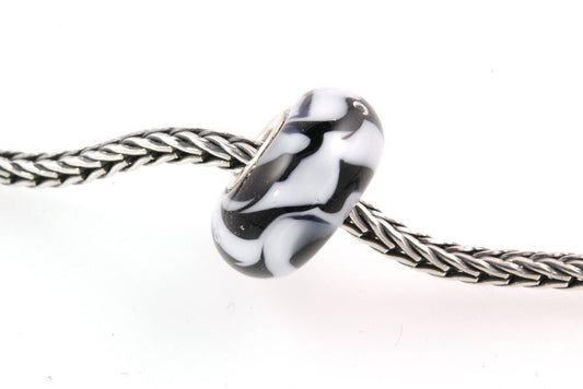 European Charm Big Hole Silver Core Lampwork Glass Bead Zebra