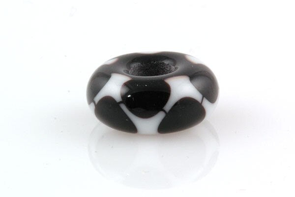 Lampwork Glass Bead Big Hole-Black and White