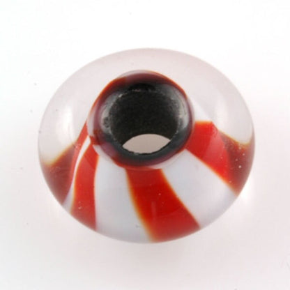 Lampwork Glass Bead fits Pandora Red & White Stripes -SRA- Fire Divas