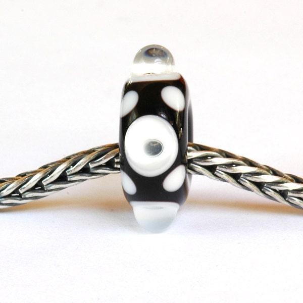 Black and White Mirrors Big Hole European Style Lampwork Glass Bead