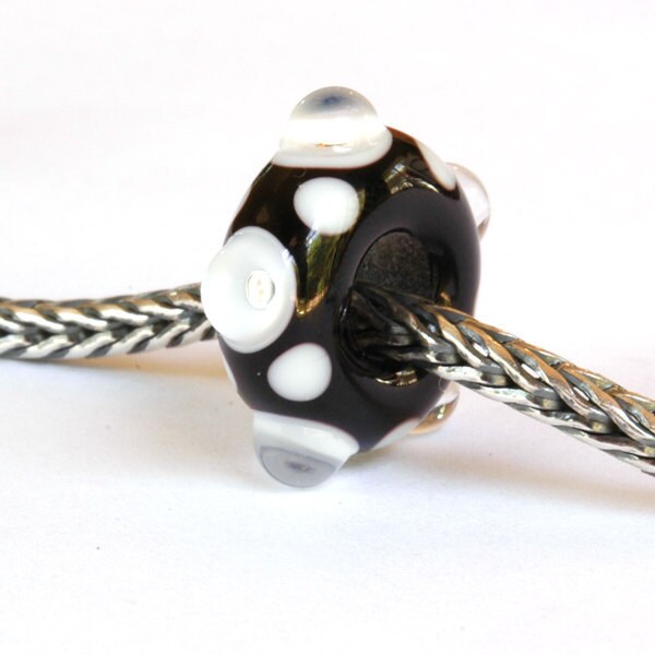 Black and White Mirrors Big Hole European Style Lampwork Glass Bead