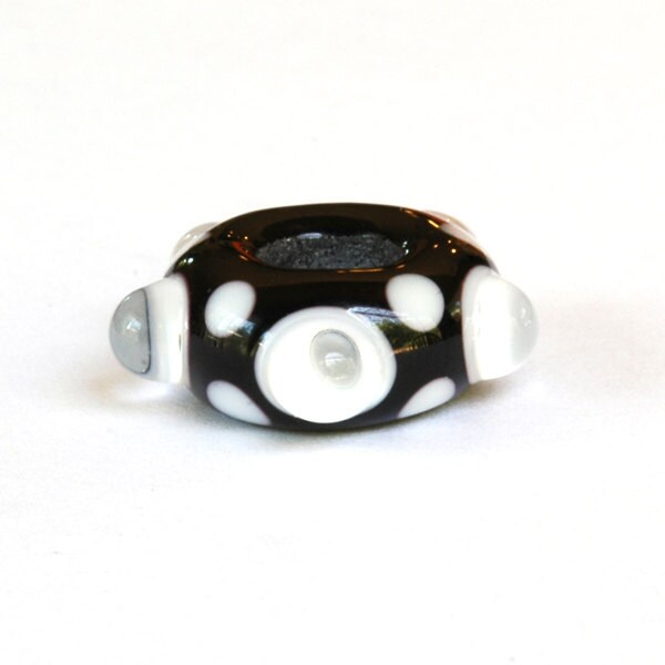 Black and White Mirrors Big Hole European Style Lampwork Glass Bead