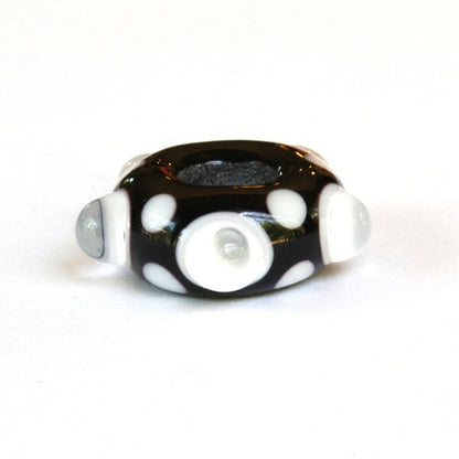 Black and White Mirrors Big Hole European Style Lampwork Glass Bead