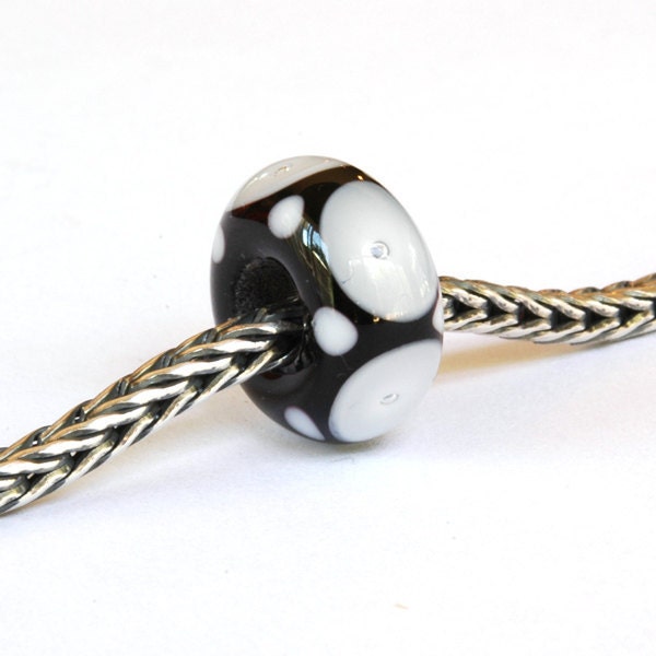 Lampwork Glass Bead Black & White Bubbles