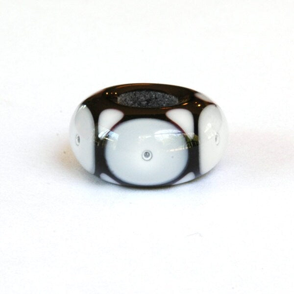 Lampwork Glass Bead Black & White Bubbles