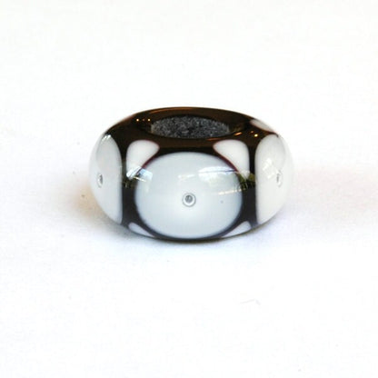 Lampwork Glass Bead Black & White Bubbles