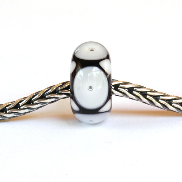 Lampwork Glass Bead Black & White Bubbles