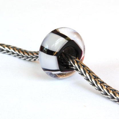 Big Hole European Charm Lampwork Glass Bead Black and White Stripes