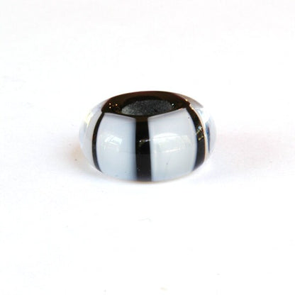 Big Hole European Charm Lampwork Glass Bead Black and White Stripes