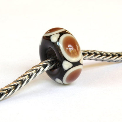 Big Hole European Charm Lampwork Glass Bead-Brown & Ivory Dots
