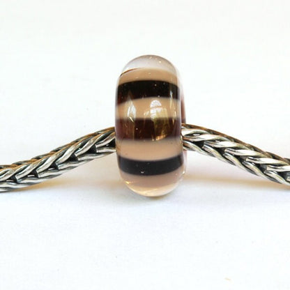 European Big Hole Lampwork Glass Bead Brown Stripes